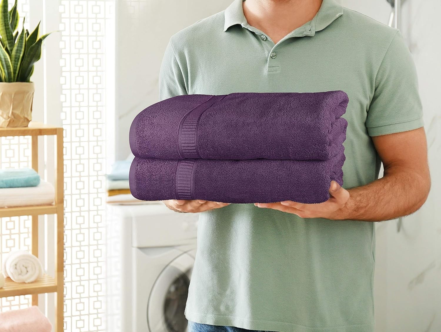 Utopia Towels - Luxurious Jumbo Bath Sheet 2 Piece - 600 GSM 100% Ring Spun Cotton Highly Absorbent and Quick Dry Extra Large Bath Towel - Super Soft Hotel Quality Towel (35 x 70 Inches, Plum)