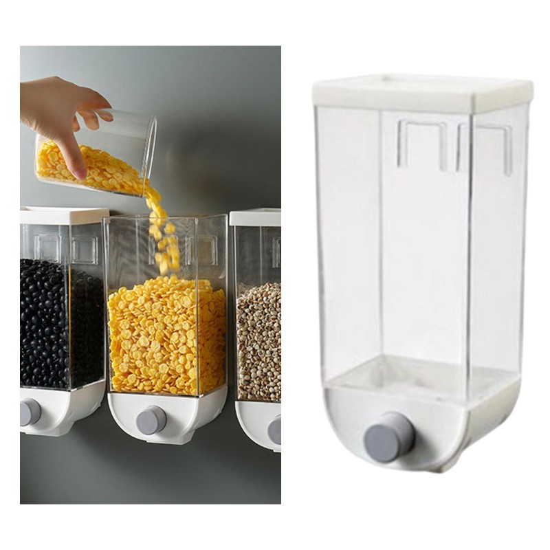 Wall-Mounted Food Dispenser Food Storage Container Kitchen Storage Box for Rice