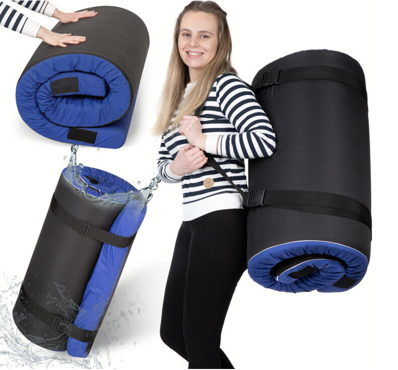 Matrix Cell Memory Foam Camping Mattress Pad, Roll Up Single 75"x30"x3", Navy